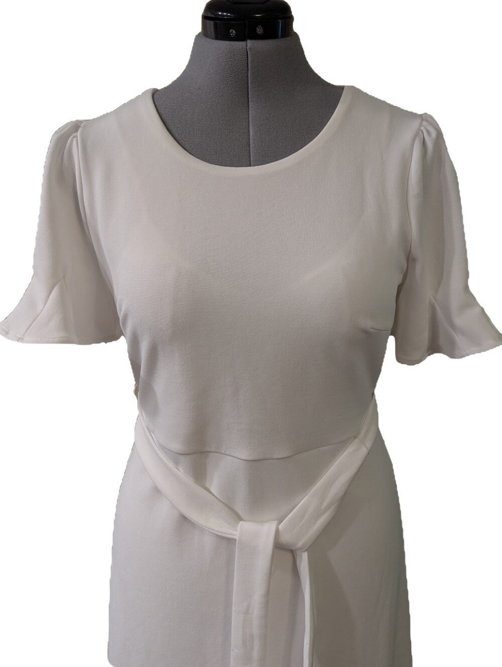 DKNY White Flutter Sleeve Bridal Midi Dress - Size 10 - Picture 4 of 9